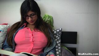 Mia Khalifa big boobs sucking big black cock blowjob threesome sex