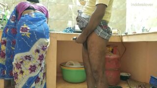New Hindi XXX Horny Milf Aunty pussy Fucking with big cock servant in kitchen