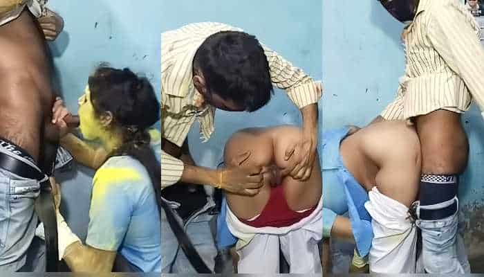 Xvideos Desi Village School Girl Playing Holi Giving Blowjob to Lover & Doggy Style Hard Fucked full videos